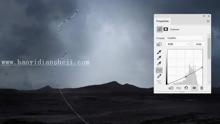 风景合成，用PS创建一个暗黑风格的蓝色科幻外星场景_www.haoyidiansheji.com