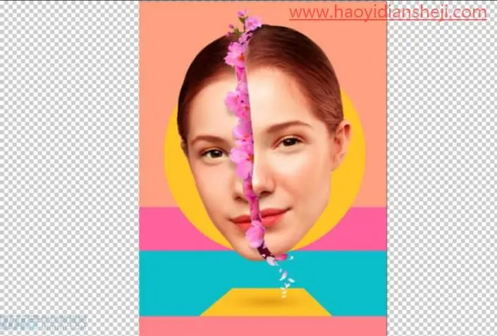 场景合成，通过PS合成一个超现实画面头像海报_www.haoyidiansheji.com