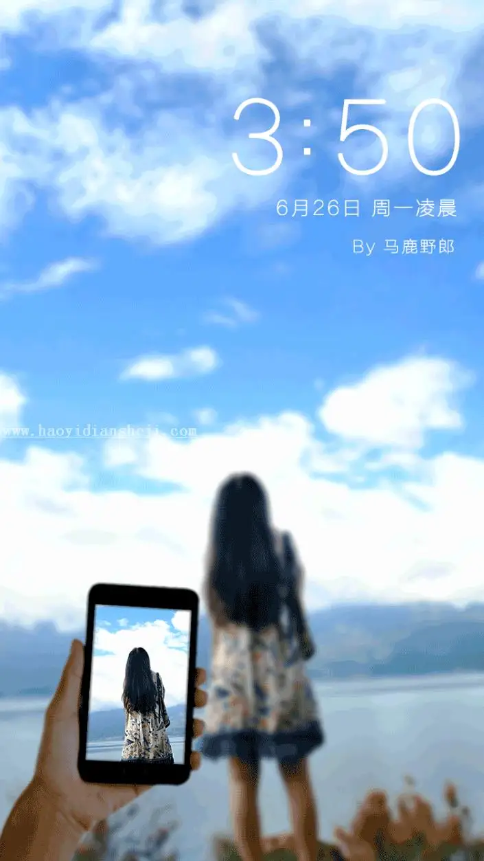手机效果，用PS制作一种“画中画”效果的手机壁纸_www.haoyidiansheji.com