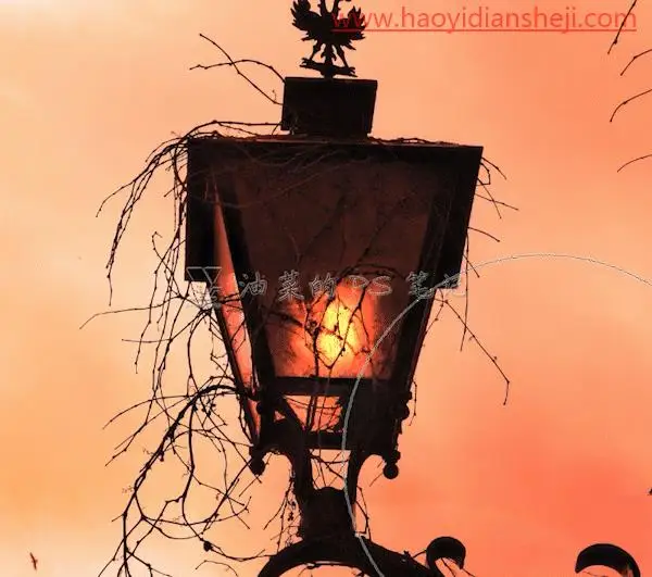 灯光效果，给破败的路灯增加光源效果_www.haoyidiansheji.com