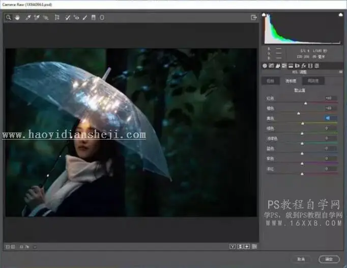 LR调色教程，通过LR给雨天拍摄的人像进行后期调色_www.haoyidiansheji.com