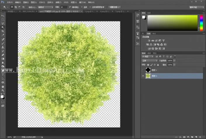 平面图，利用画笔工具快速画平面图中的树草_www.haoyidiansheji.com