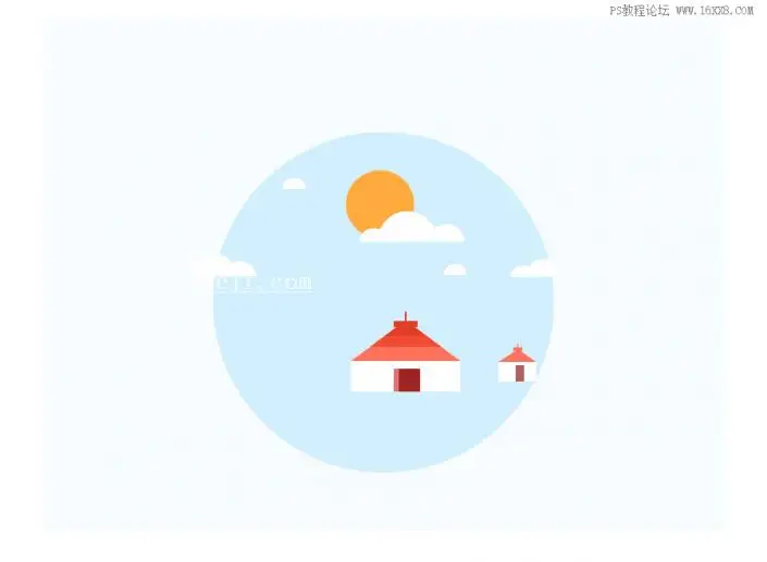插画制作，绘制简单的乡间村庄静谧场景_www.haoyidiansheji.com