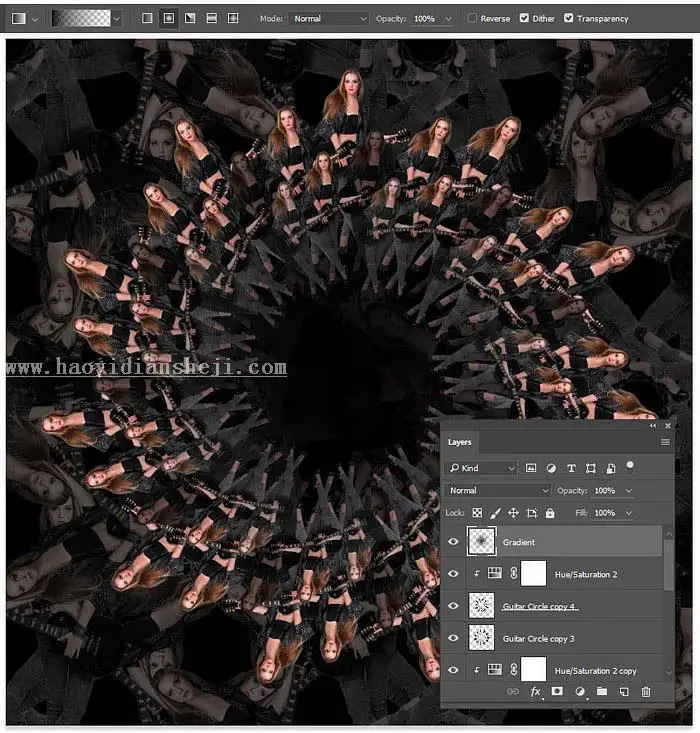 万花筒，利用脚本快速制作万花筒人像效果_www.haoyidiansheji.com