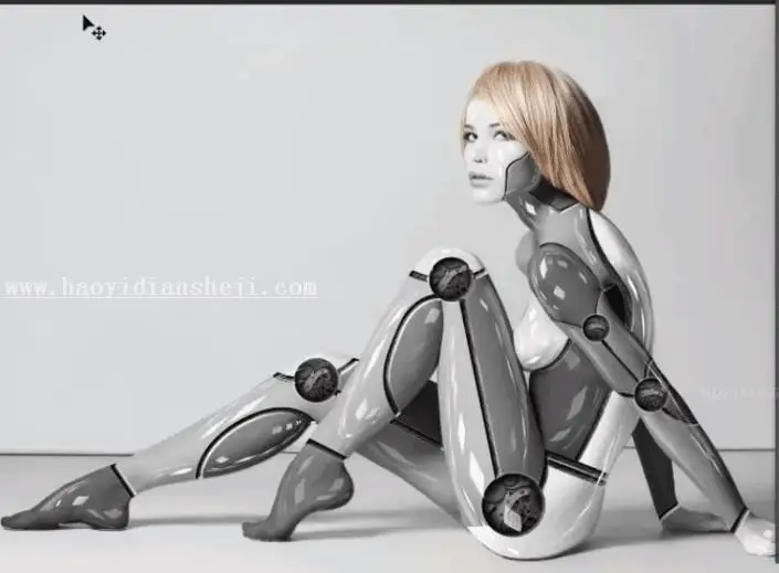人物合成，手把手教你合成一款炫酷女机器人_www.haoyidiansheji.com