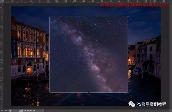 图片效果，通过PS把普通夜景照片制作成银河效果照片_www.haoyidiansheji.com
