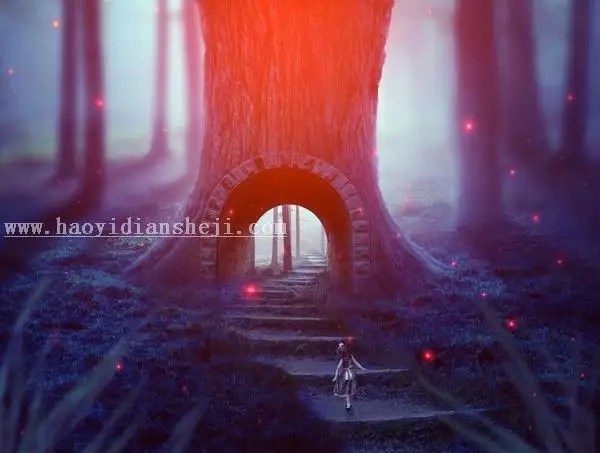 童话场景，合成爱丽丝漫游仙境的小人国场景_www.haoyidiansheji.com