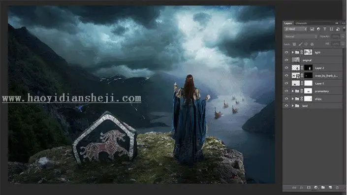 场景合成，在PS里创建一个魔幻瑰丽的场景_www.haoyidiansheji.com