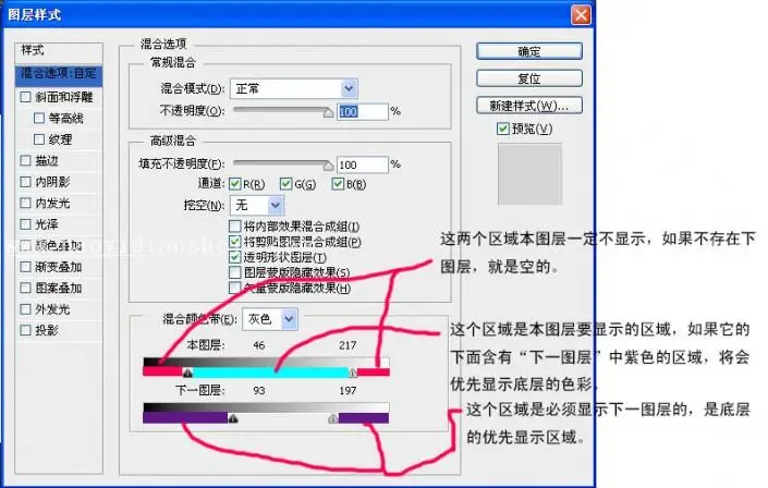 图层样式，讲解图层样式中的混合颜色带_www.haoyidiansheji.com
