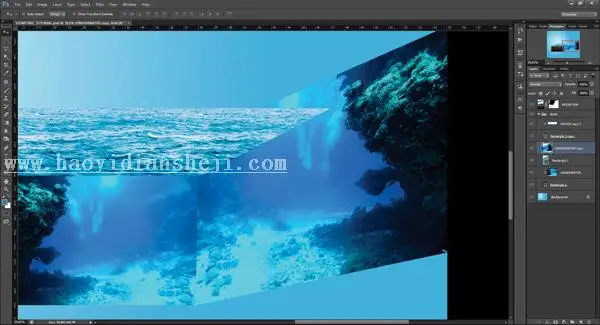 场景合成，在ps中合成一个微缩水族馆_www.haoyidiansheji.com