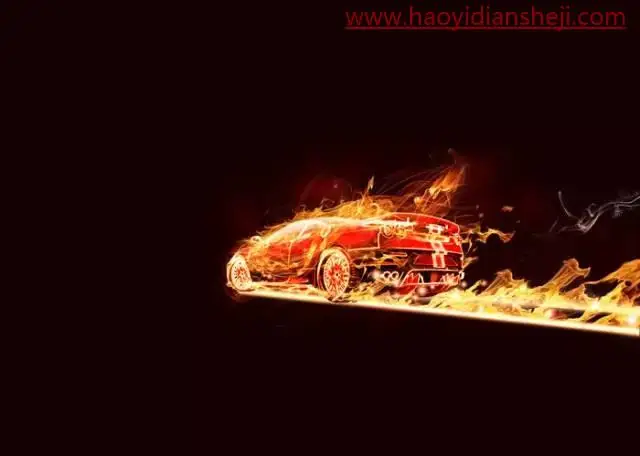 炫酷合成，通过PS打造超酷的火焰汽车_www.haoyidiansheji.com