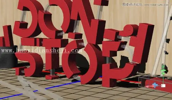 3D字体，通过PS制作红色积木立体文字图片_www.haoyidiansheji.com