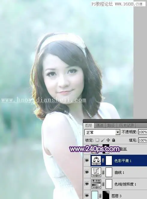 紫色调，调出甜美紫青色人像效果教程_www.haoyidiansheji.com