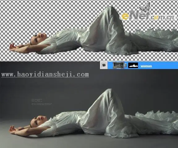 场景合成，通过PS给人物合成梦幻的天鹅场景的图片_www.haoyidiansheji.com