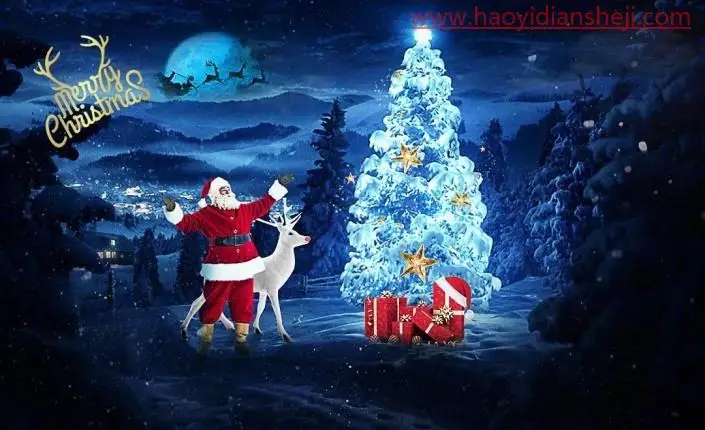 海报设计，直走一款圣诞主题的海报_www.haoyidiansheji.com