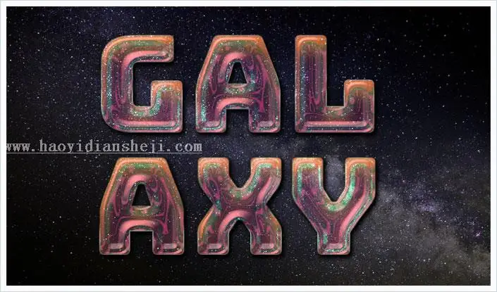 星际字体，用PS创建五彩的星际效果字体_www.haoyidiansheji.com