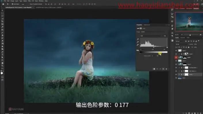 梦幻合成，在PS中合成坐在树干上的精灵女孩_www.haoyidiansheji.com