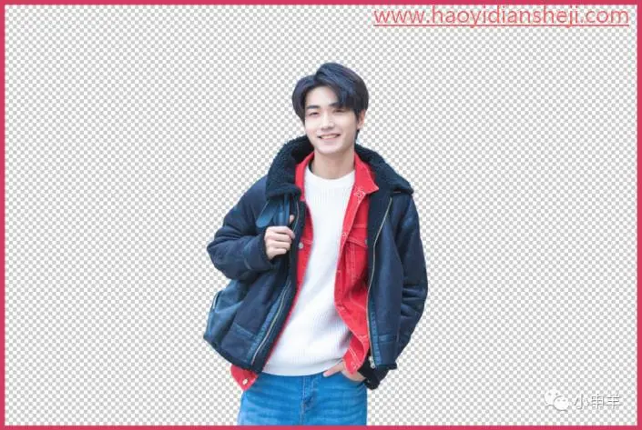 抠人物，抠出时尚街拍背着背包的帅哥_www.haoyidiansheji.com