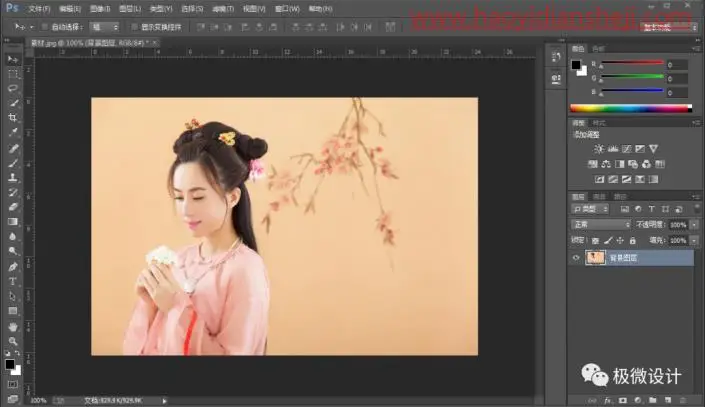 工笔画，把古典人像照片制作为工笔画纹理效果的艺术照片_www.haoyidiansheji.com