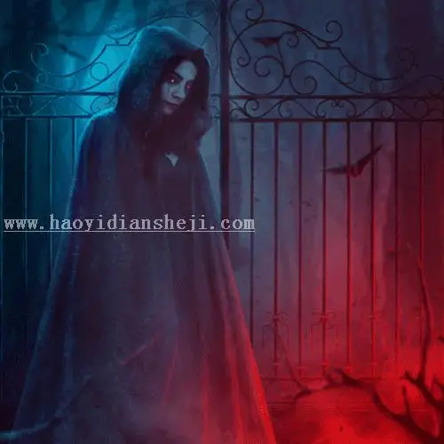 女巫场景，合成恐怖的暗黑女巫场景_www.haoyidiansheji.com