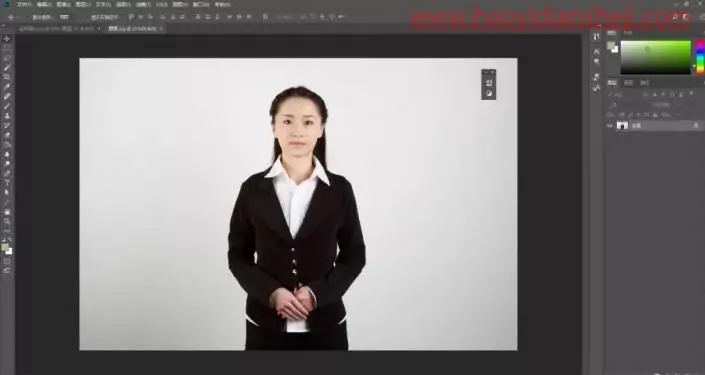 证件照，制作一款商务型的女士证件照_www.haoyidiansheji.com