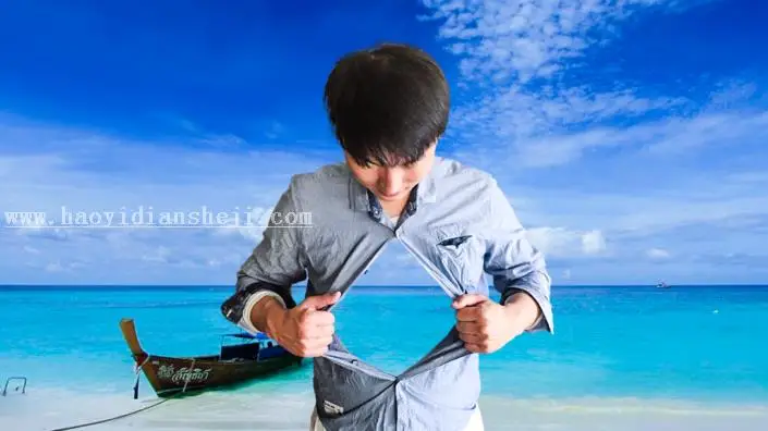 创意合成，用PS合成一种肚子变天空的照片_www.haoyidiansheji.com
