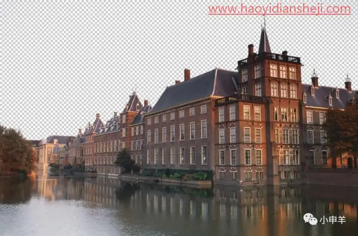 换背景，通过PS给普通建筑图片加上金色霞光_www.haoyidiansheji.com