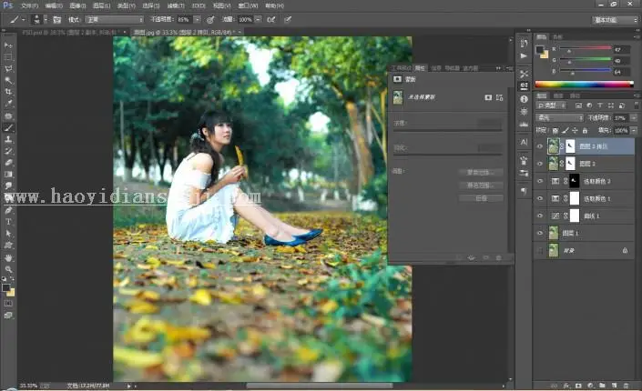 黄绿色，调出浓郁的秋天落叶气氛照片_www.haoyidiansheji.com