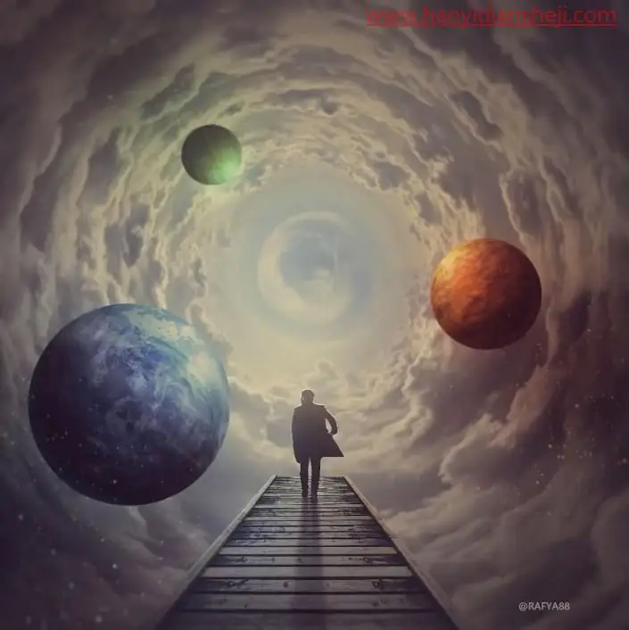 科幻合成，合成走向宇宙的神秘男子_www.haoyidiansheji.com