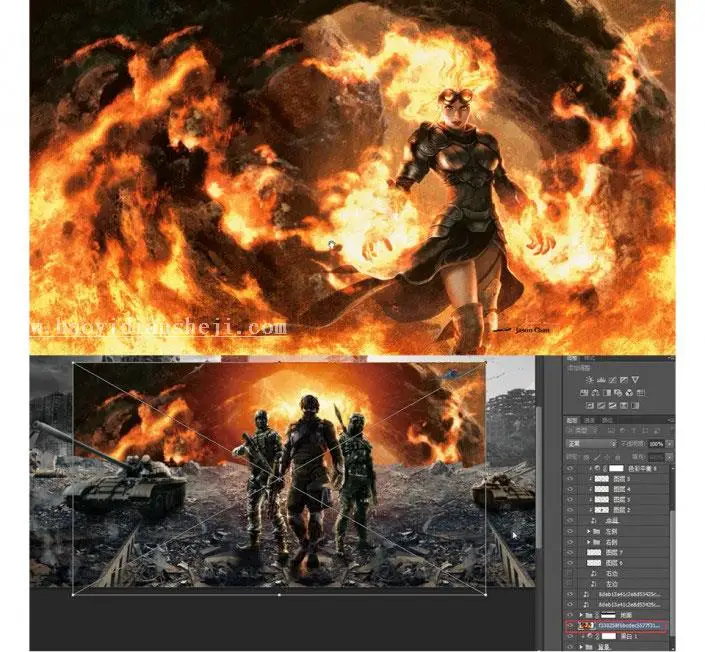 海报制作，用PS制作热血游戏战争海报_www.haoyidiansheji.com