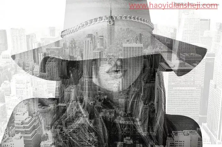 重曝效果，通过剪切蒙版给图片制作二次曝光效果_www.haoyidiansheji.com