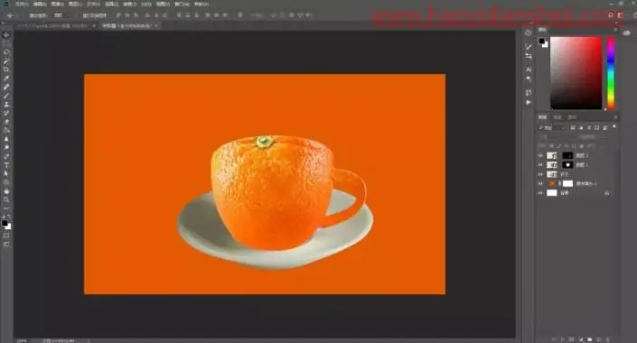 创意合成，制作一款创意橙子杯子_www.haoyidiansheji.com