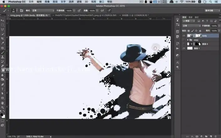 海报设计，用PS制作人物泼墨效果_www.haoyidiansheji.com