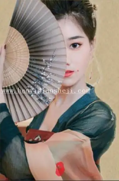 工笔画，用PS给人物制作工笔画艺术效果_www.haoyidiansheji.com