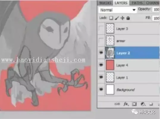 插画教程，在Adobe Photoshop中创建奇幻手绘猫头鹰_www.haoyidiansheji.com