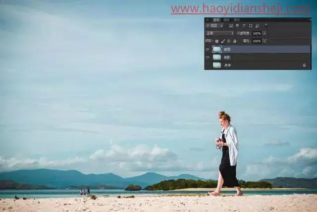 倒影效果，用photoshop自带的置换滤镜制作逼真的水中倒影_www.haoyidiansheji.com