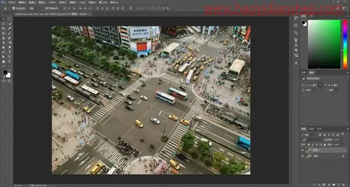 微缩效果，在ps中制作微缩模型城市_www.haoyidiansheji.com