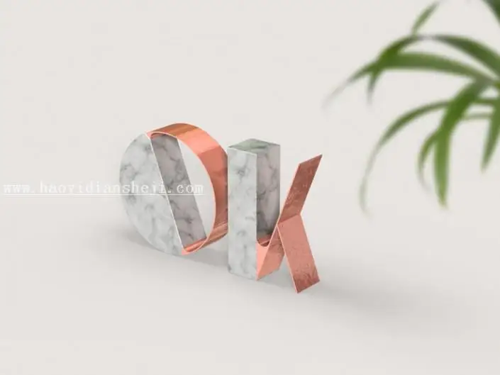 3D功能，通过PS中的3D功能设计大理石玫瑰材质的文字_www.haoyidiansheji.com