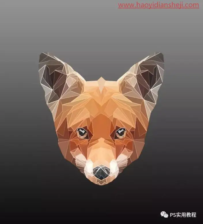 低多边形，把狗狗的图片制作成LOWPOLY低多边形效果_www.haoyidiansheji.com