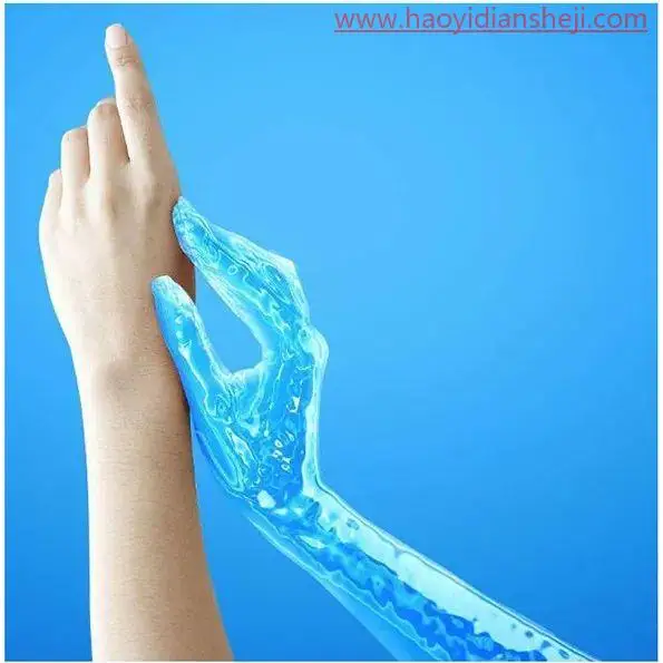 液体效果，通过PS把手制作成蓝色液体效果_www.haoyidiansheji.com