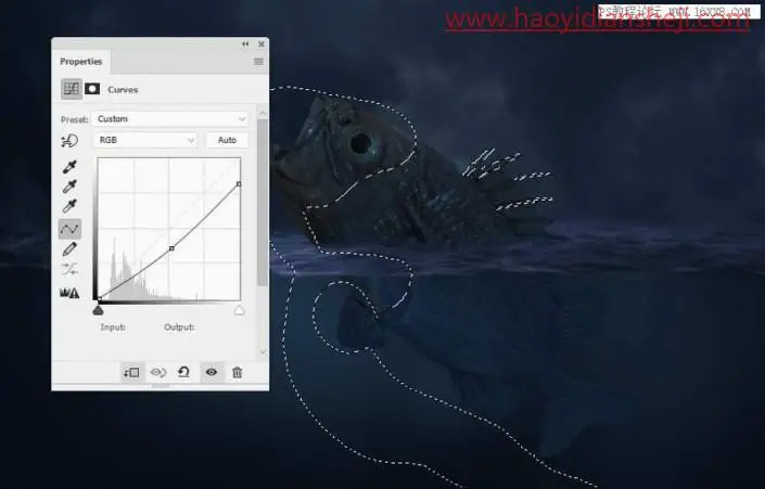 场景合成，在PS中合成一幅大鱼吞月的超现实场景_www.haoyidiansheji.com