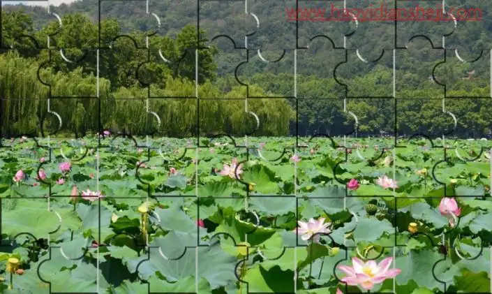拼图效果，制作荷塘月色拼图效果_www.haoyidiansheji.com