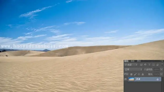 照片合成，用Photoshop合成少女穿越沙漠照片_www.haoyidiansheji.com