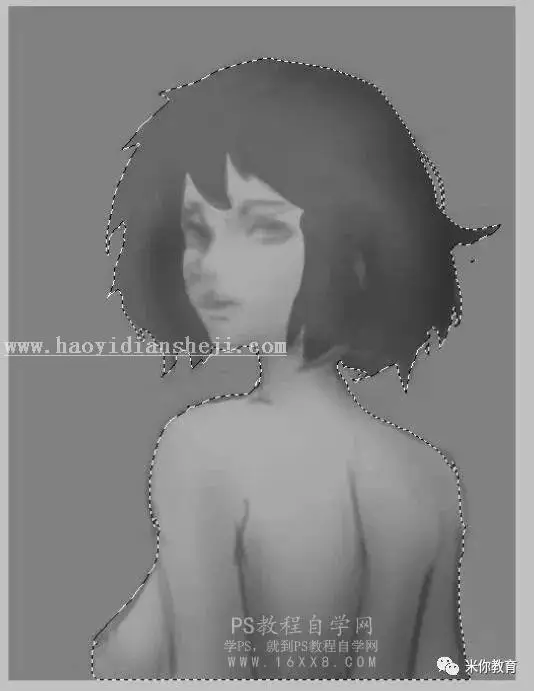 手绘教程，手绘美女头像游戏原画_www.haoyidiansheji.com
