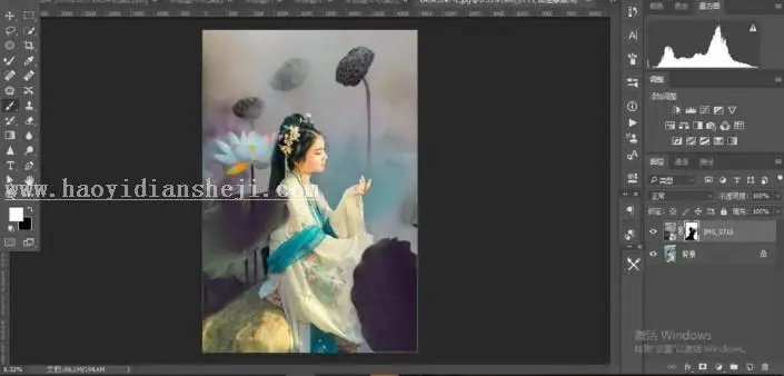 古风后期，通过PS调出唯美的古风人像照片_www.haoyidiansheji.com