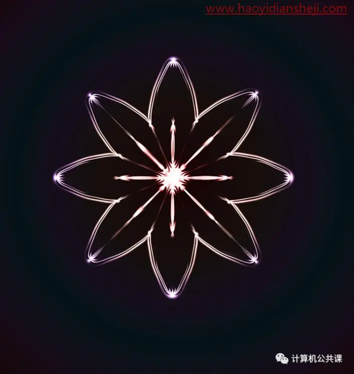 工具运用，运用PS滤镜和渐变工具制作魔幻花朵_www.haoyidiansheji.com
