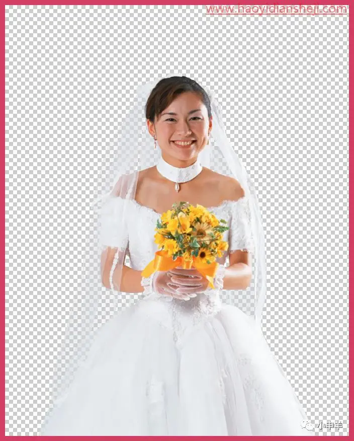 抠婚纱，抠出身着带有透明婚纱的人物照片_www.haoyidiansheji.com