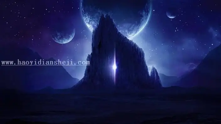 风景合成，用PS创建一个暗黑风格的蓝色科幻外星场景_www.haoyidiansheji.com