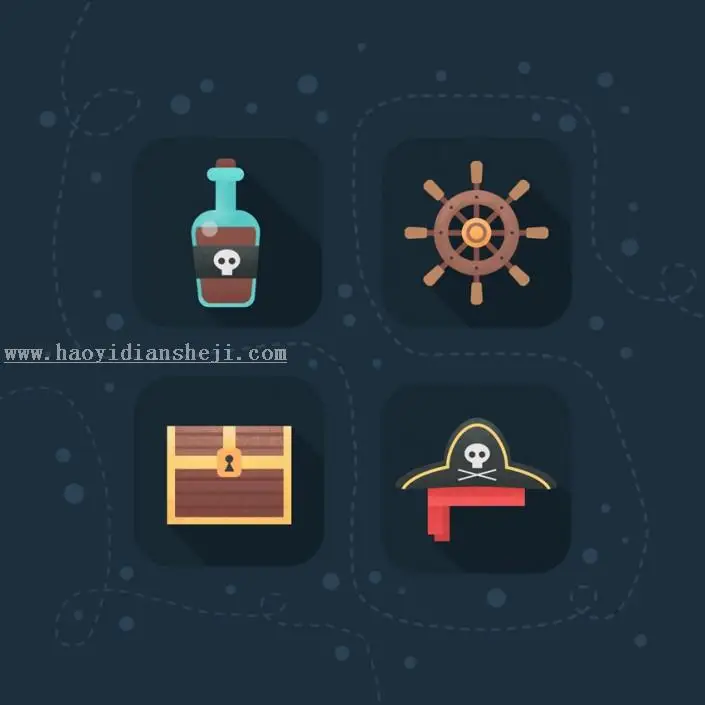 图标设计，在PS里创建一款平面海盗图标_www.haoyidiansheji.com