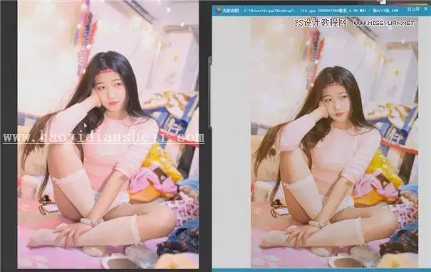粉色调，通过PS把室内人像调出粉色梦幻少女照片_www.haoyidiansheji.com